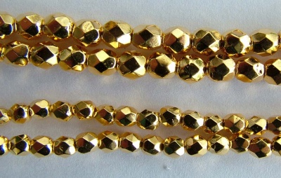 Fire Polished Gold 2 3 4 mm 24ct Gold Plated 00030-35000 Czech Glass Bead